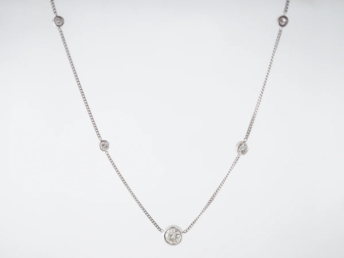 Necklace Modern 2.34 Old European & Round Brilliant Cut Diamonds in Platinum - Image 2