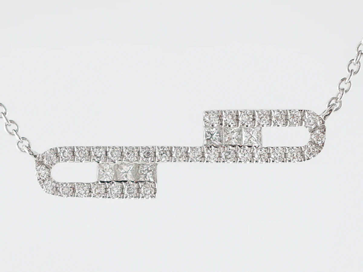 Necklace Modern .23 Princess & Round Brilliant Cut Diamonds in 18k White Gold - Image 2