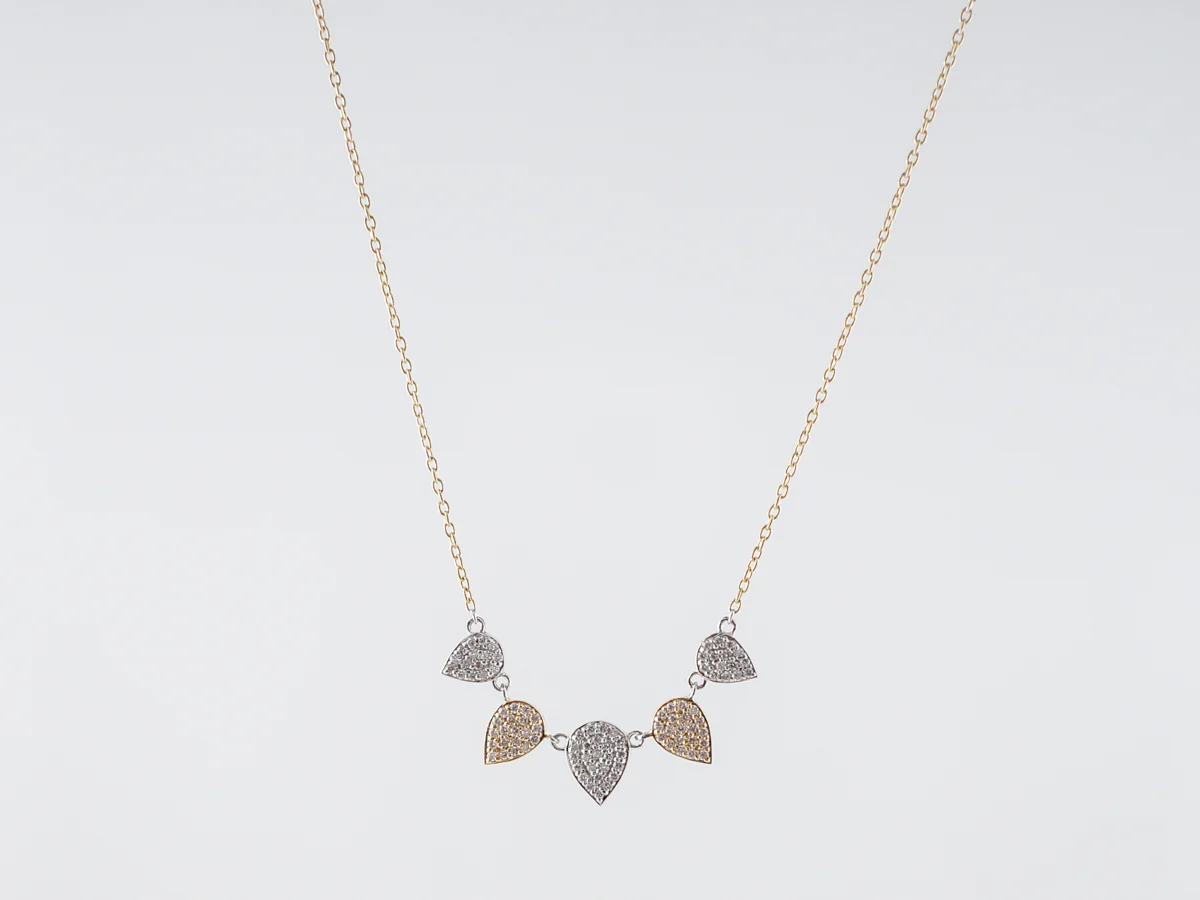 Necklace Modern .38 Round Brilliant Cut Diamonds in 14k Yellow & White Gold