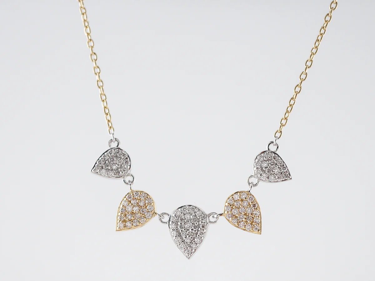 Necklace Modern .38 Round Brilliant Cut Diamonds in 14k Yellow & White Gold - Image 2