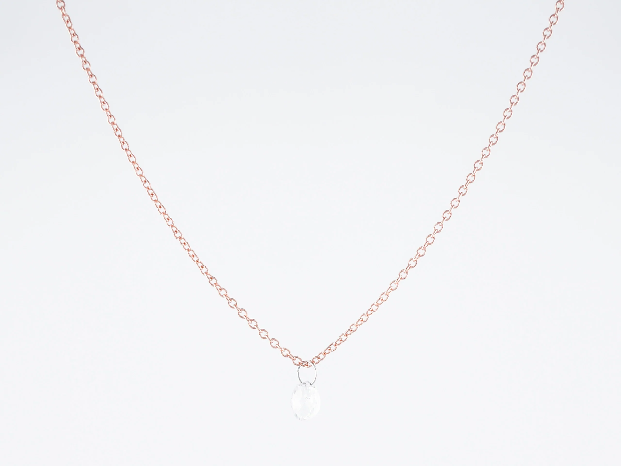 Necklace Modern .49 Briolette Cut Diamond in 14K Rose Gold