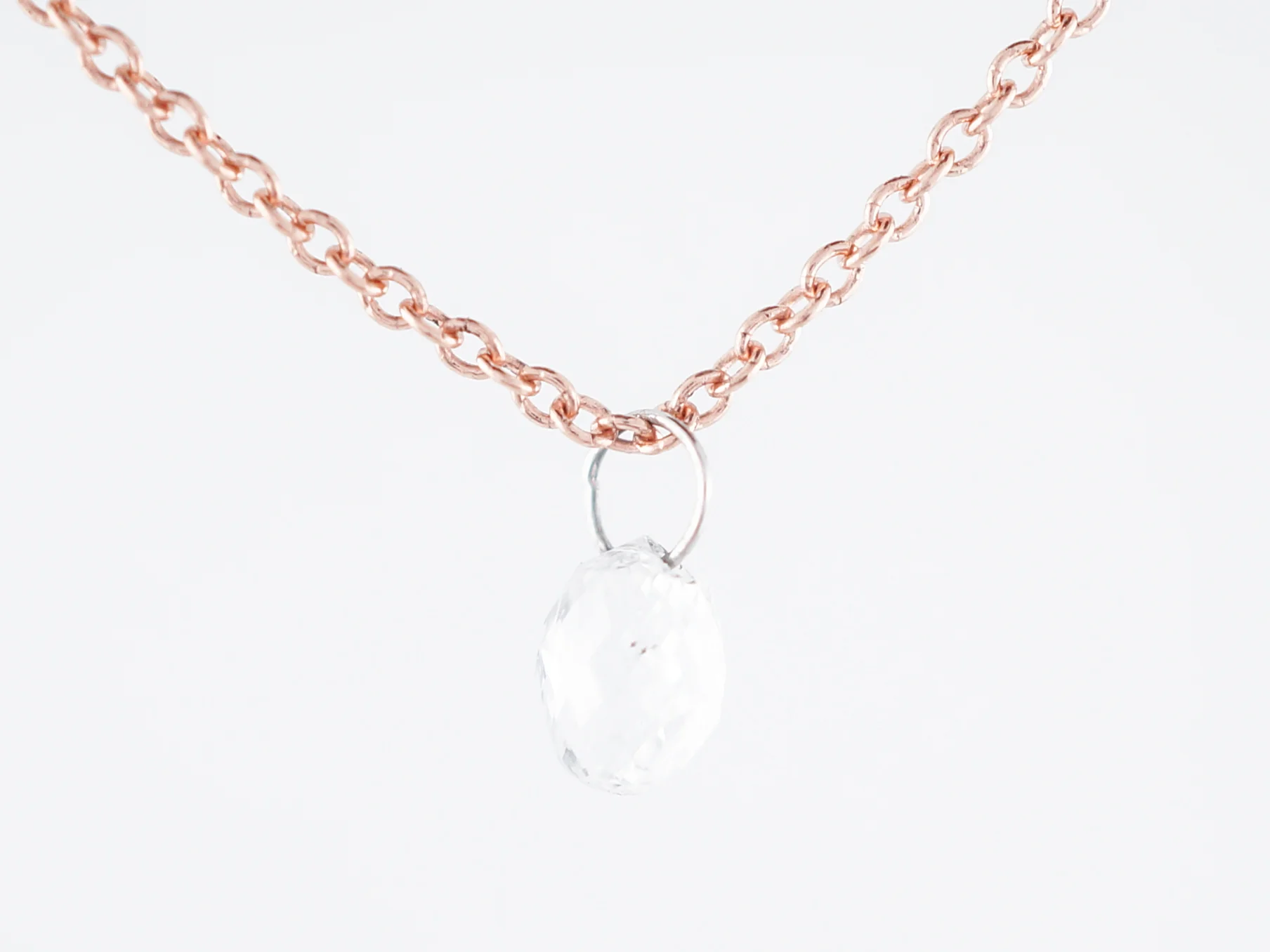 Necklace Modern .49 Briolette Cut Diamond in 14K Rose Gold - Image 3