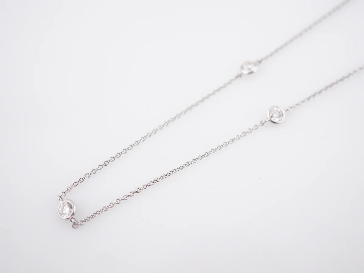 Necklace Modern .75 Round Brilliant Cut Diamonds in 14k White Gold - Image 3