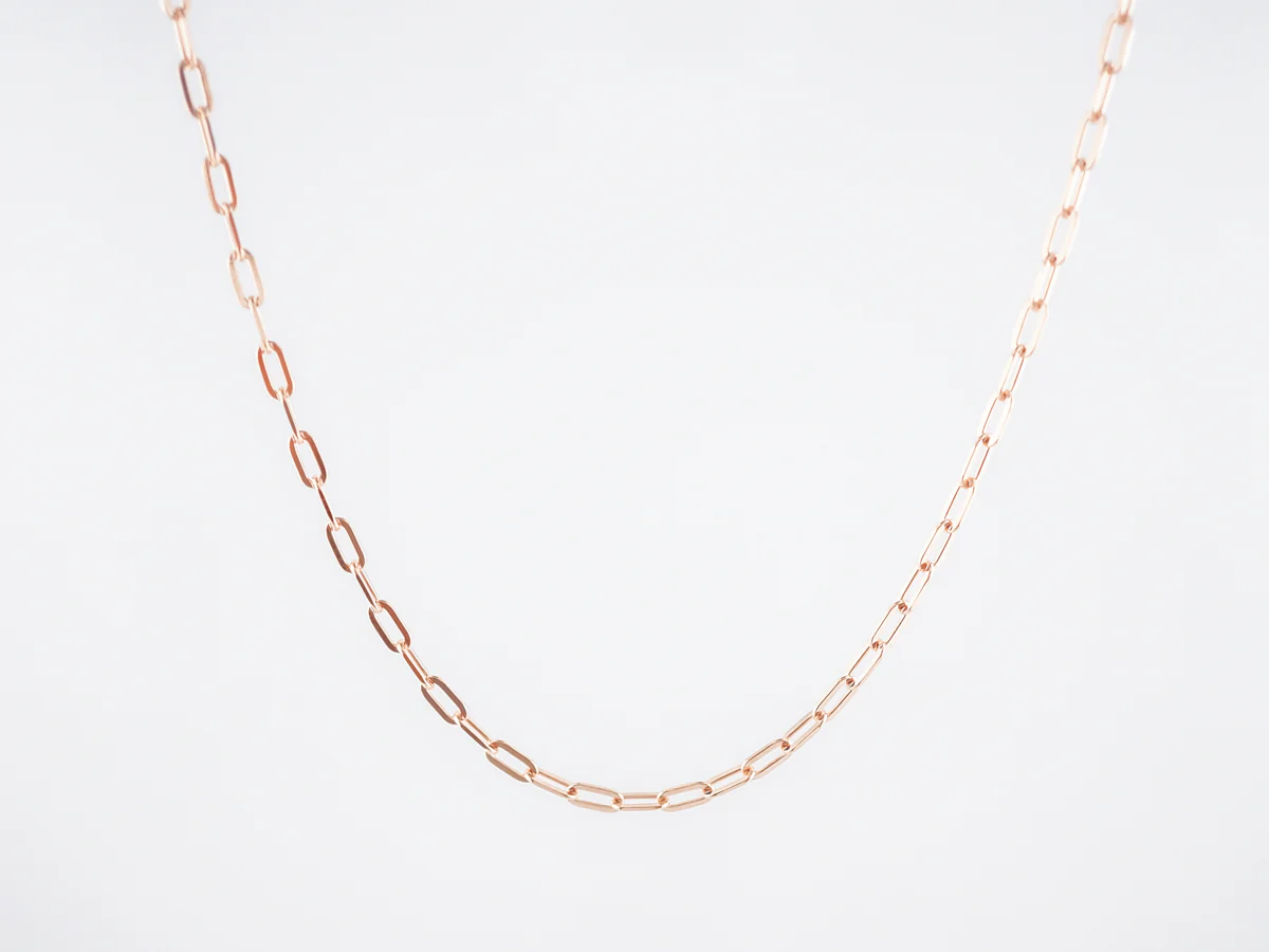 Necklace Modern Flat Oval Link in 18k Rose Gold