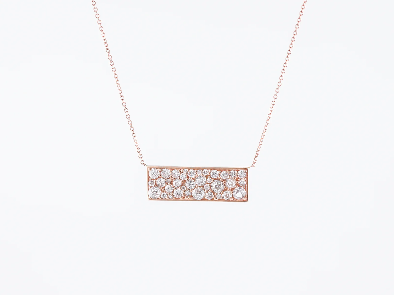 Bar Necklace Modern 1.46 Old European, Old Mine & Single Cut Diamonds in 18k Rose Gold - Image 2