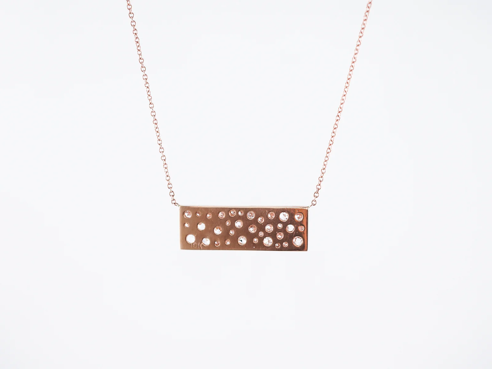 Bar Necklace Modern 1.46 Old European, Old Mine & Single Cut Diamonds in 18k Rose Gold - Image 3