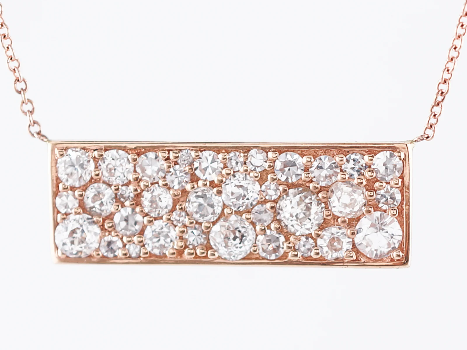 Bar Necklace Modern 1.46 Old European, Old Mine & Single Cut Diamonds in 18k Rose Gold - Image 4