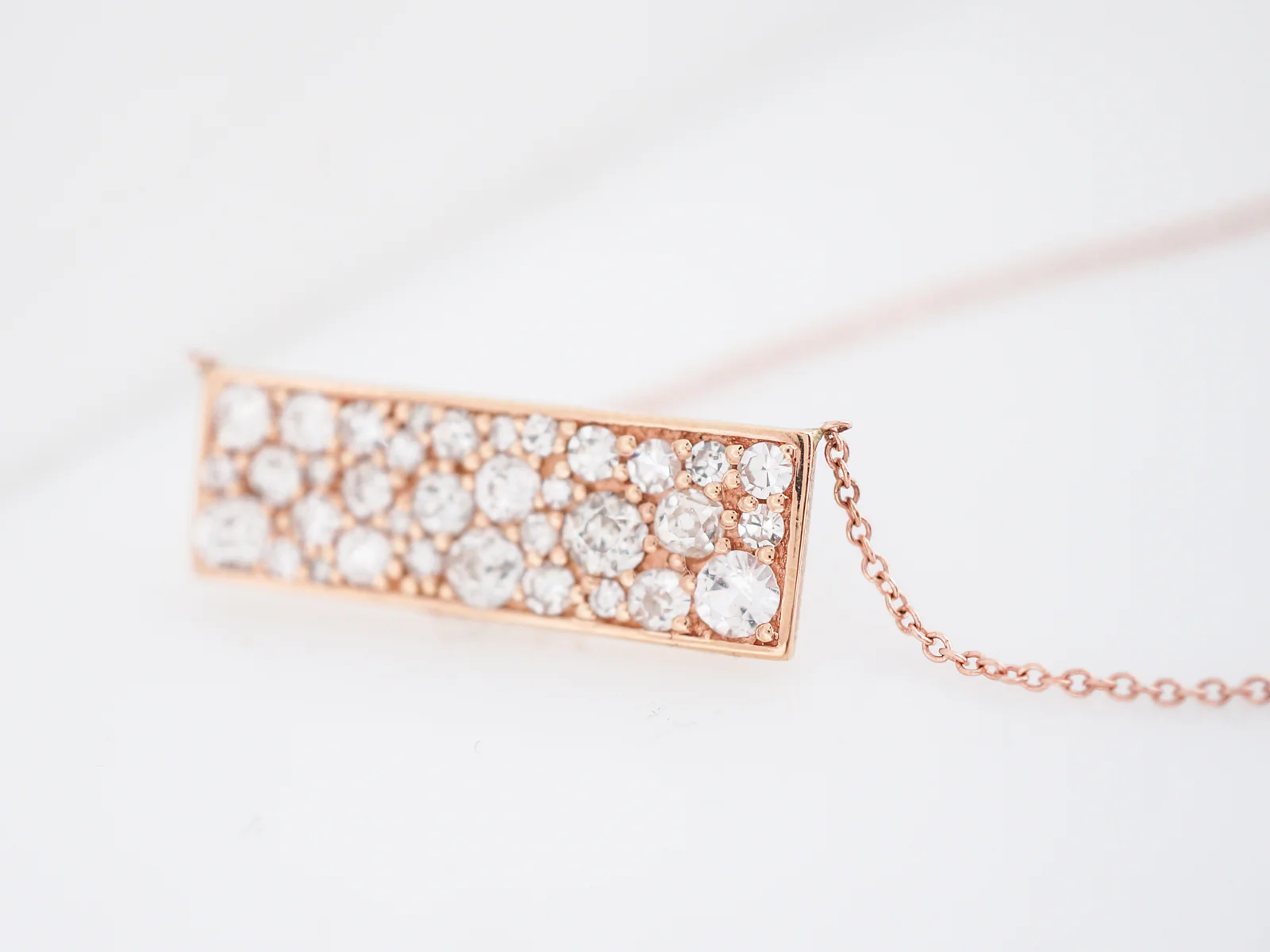 Bar Necklace Modern 1.46 Old European, Old Mine & Single Cut Diamonds in 18k Rose Gold - Image 5