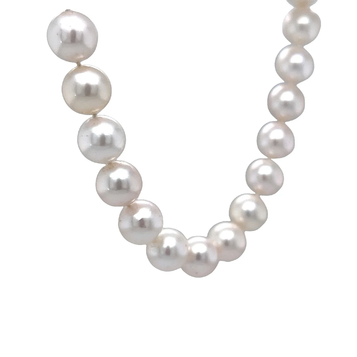 Necklace Modern Pearls & .10 Round Brilliant Cut Diamonds in 14k Yellow Gold - Image 3