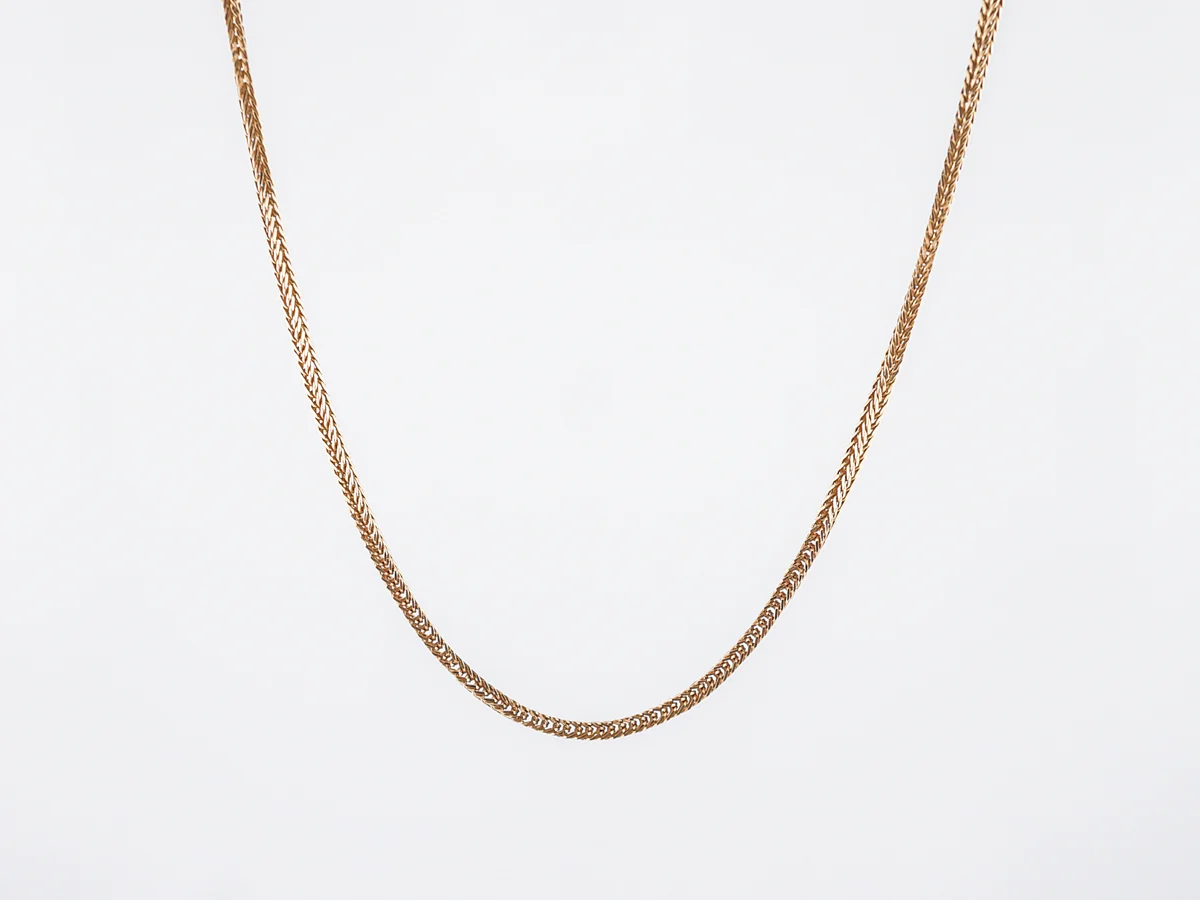 Necklace Modern Square Wheat Chain in 14k Yellow Gold