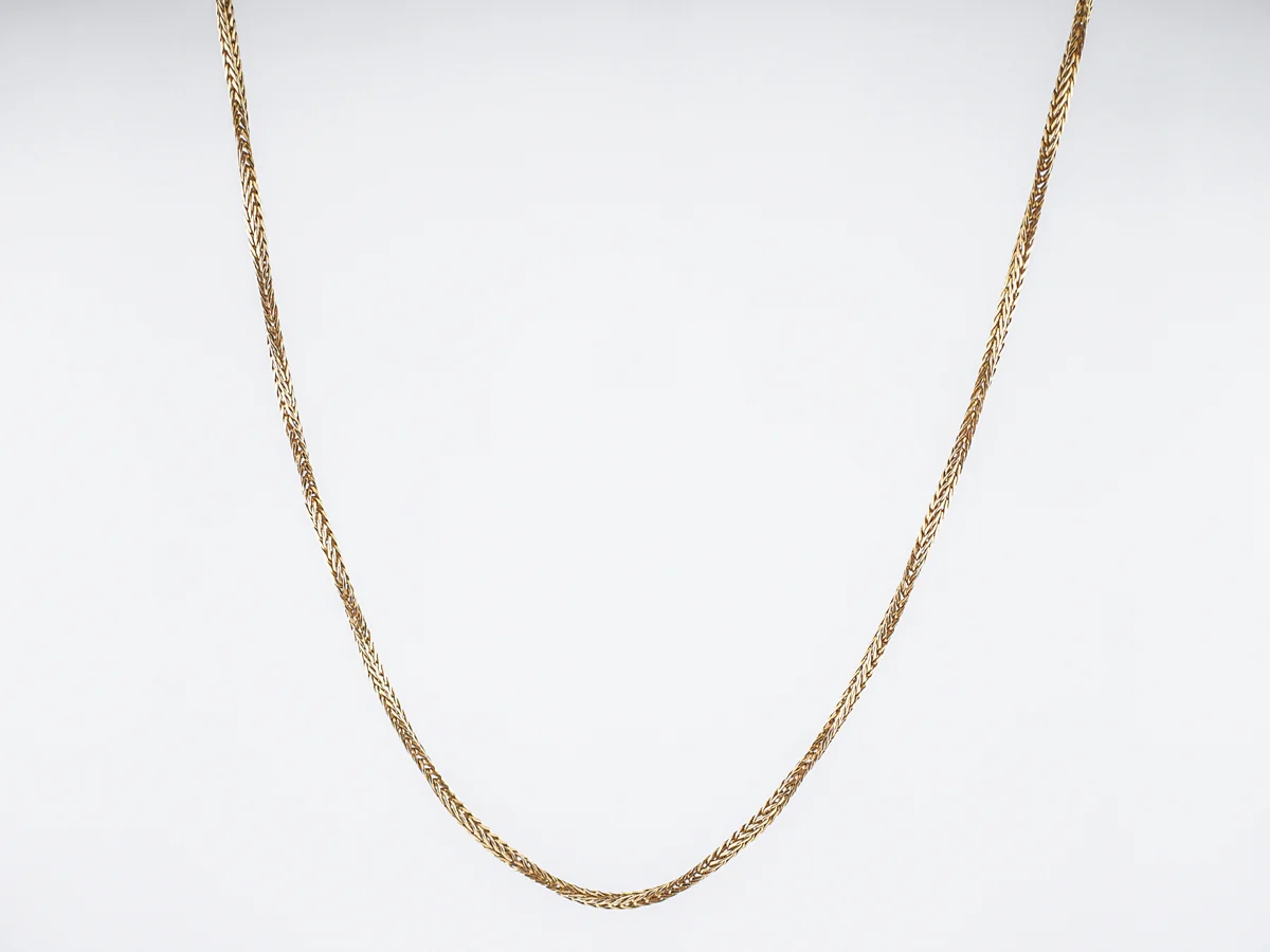 Necklace Modern Square Wheat Chain in 14k Yellow Gold - Image 2