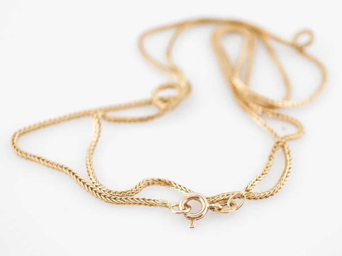 Necklace Modern Square Wheat Chain in 14k Yellow Gold - Image 3