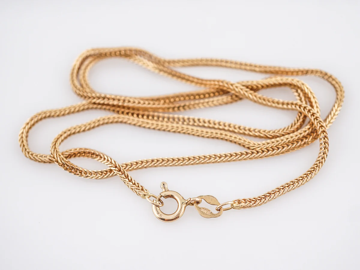 Necklace Modern Square Wheat Chain in 14k Yellow Gold - Image 3