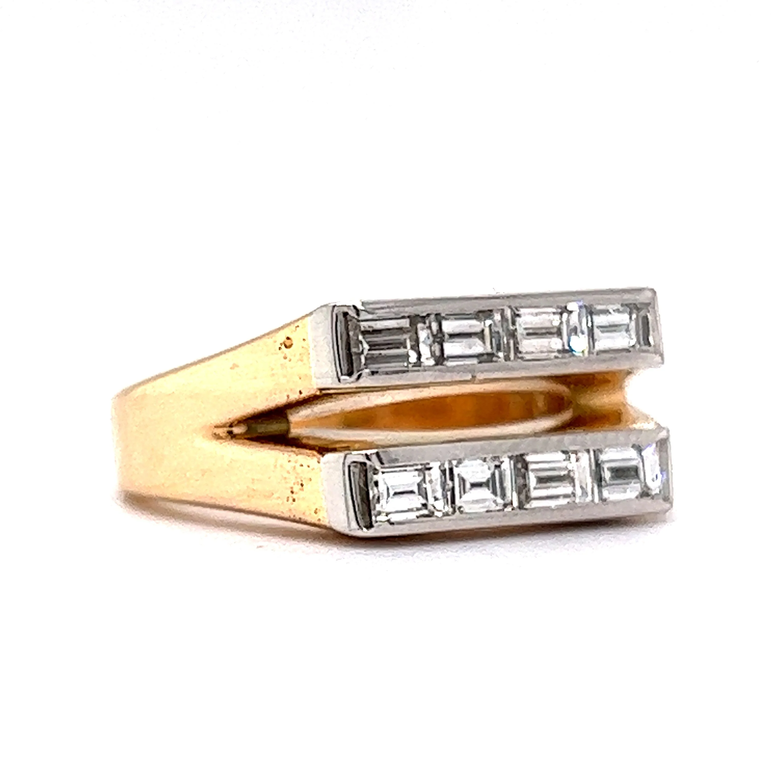 Negative Space Baguette Diamond Cocktail Ring in 18k & Platinum - Image 3