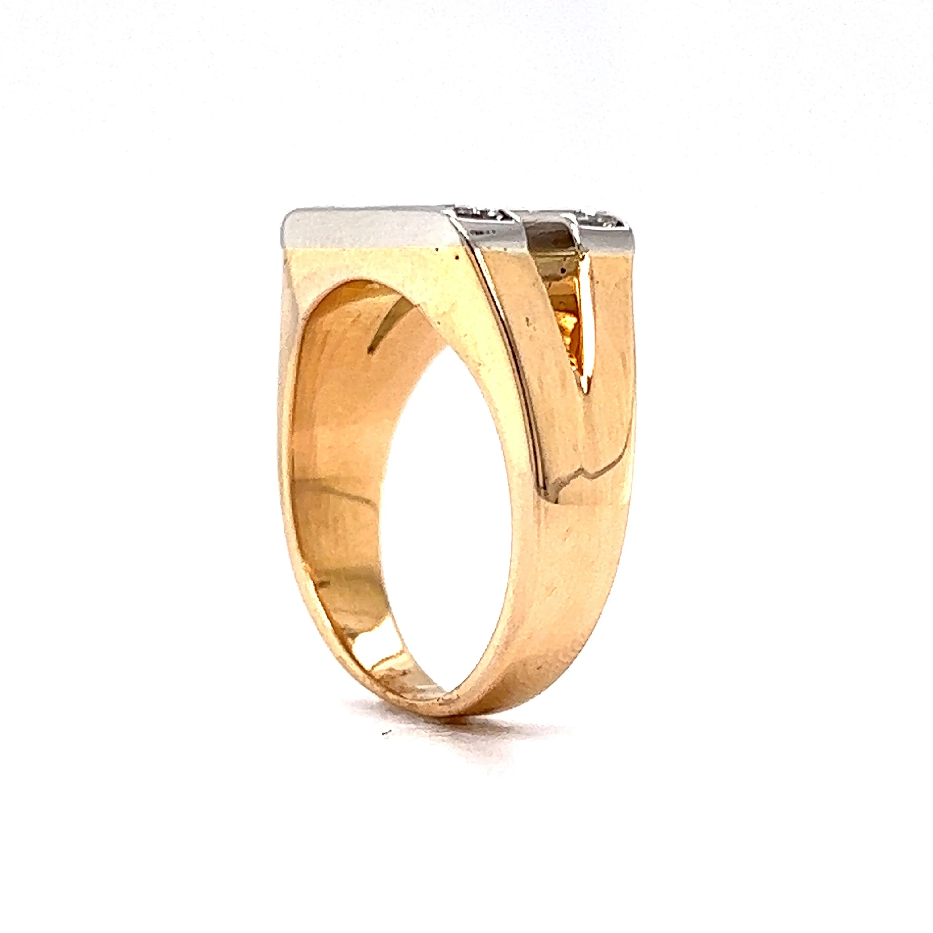 Negative Space Baguette Diamond Cocktail Ring in 18k & Platinum - Image 4