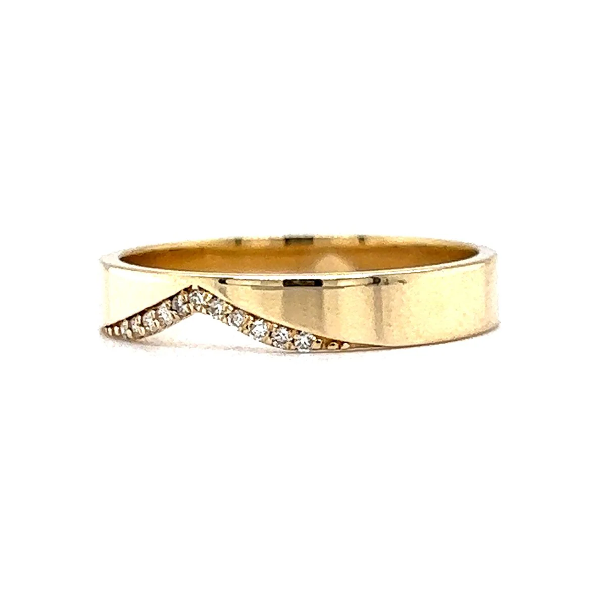 Notched Diamond Wedding Band in 14k Yellow Gold - Image 2