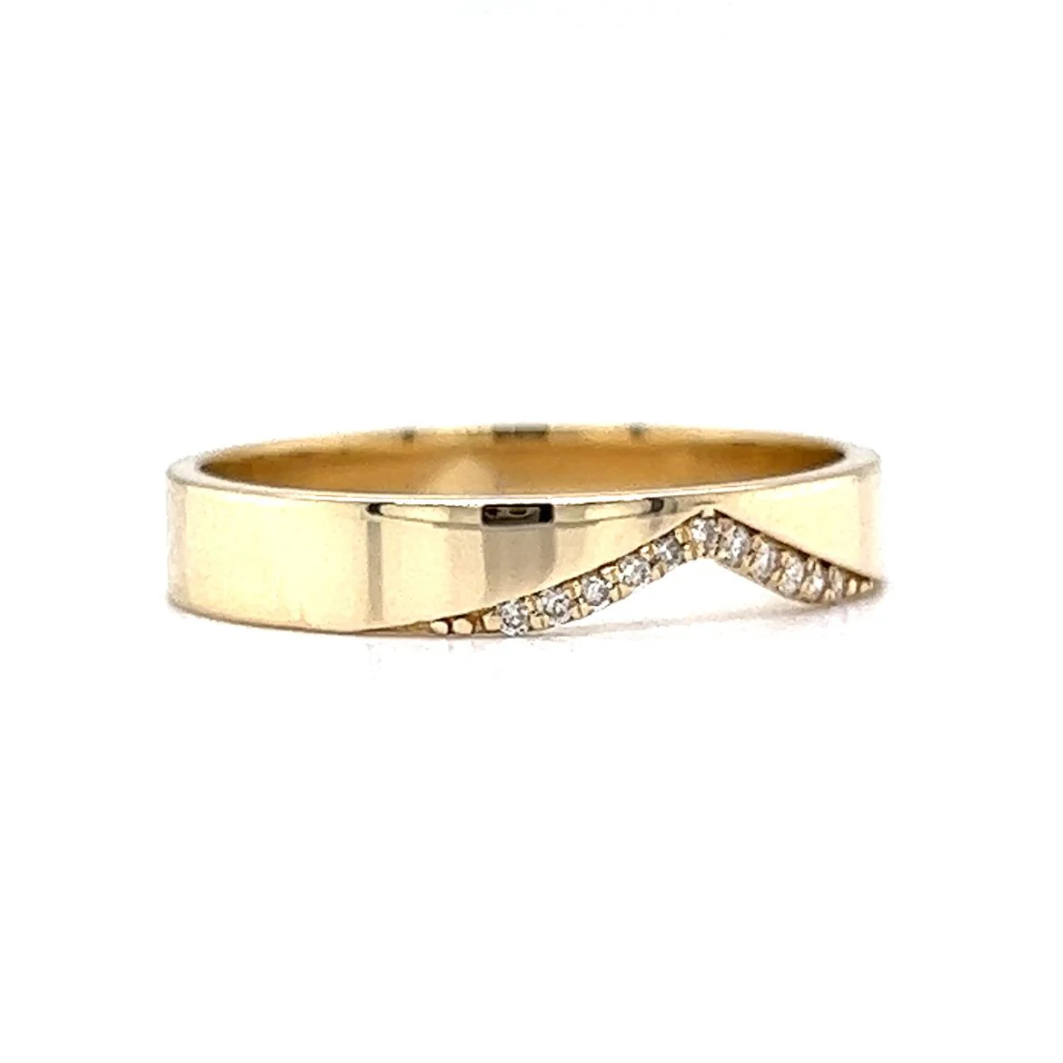 Notched Diamond Wedding Band in 14k Yellow Gold - Image 3