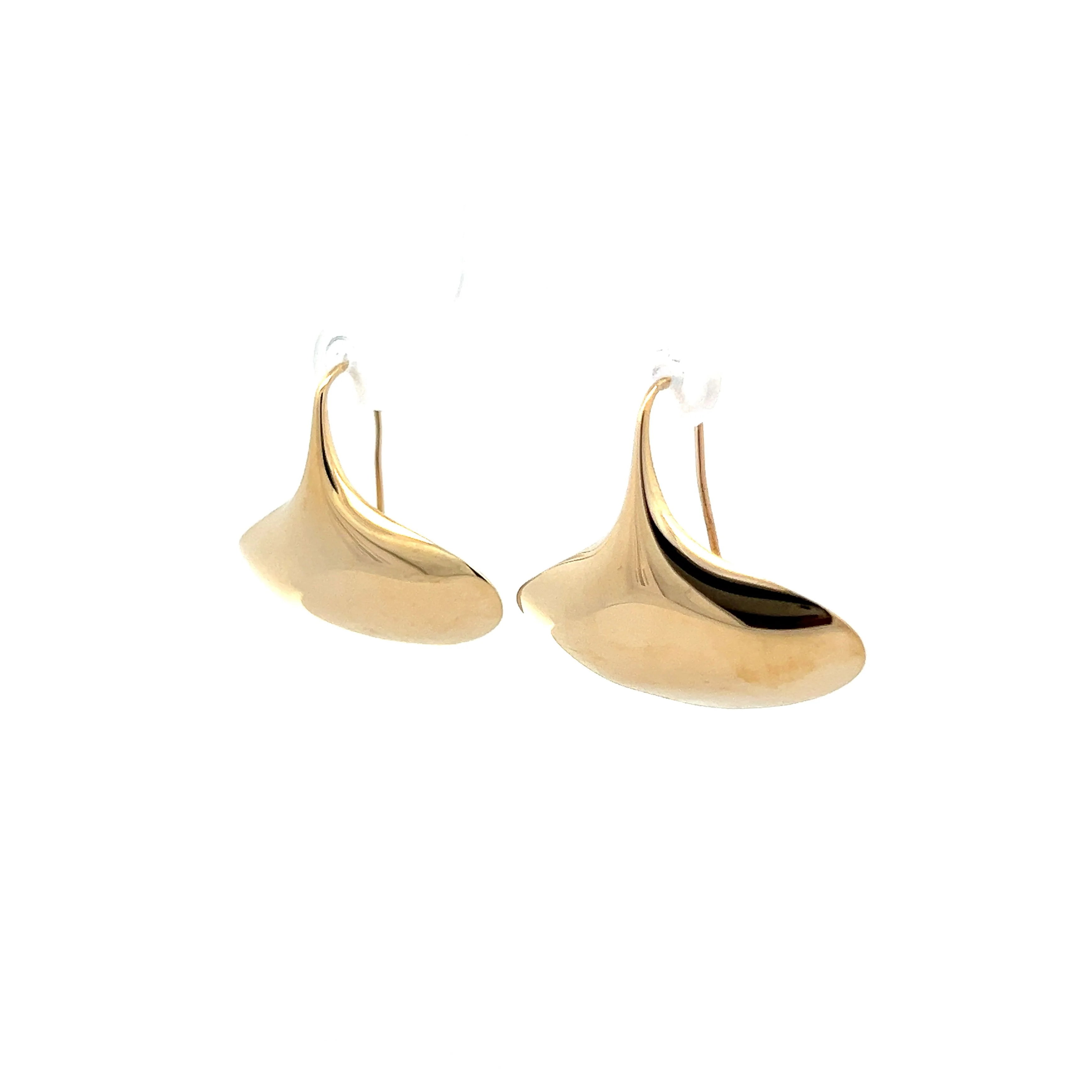 Oblong Saucer Drop Earrings in 14k Yellow Gold - Image 2