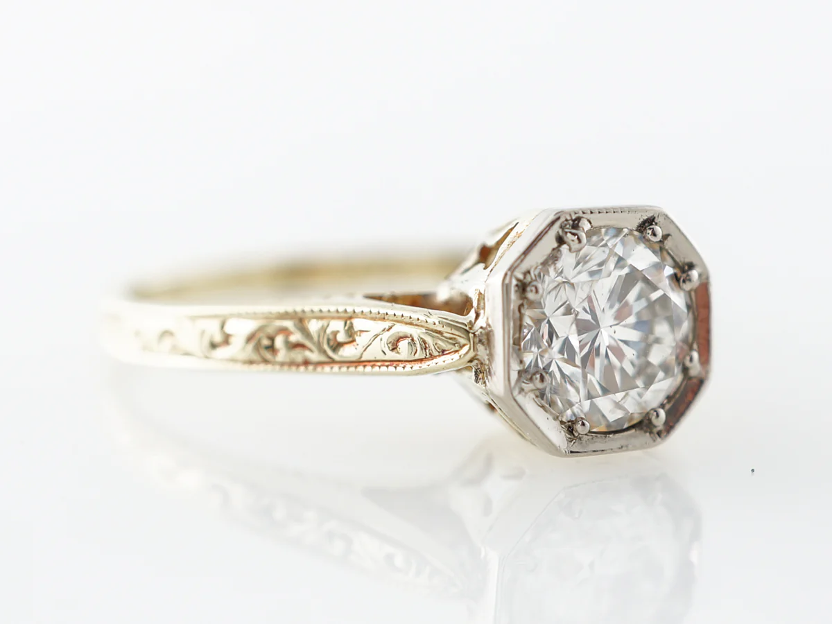 Octagon Bezel Diamond Solitaire Engagement Ring - Image 3