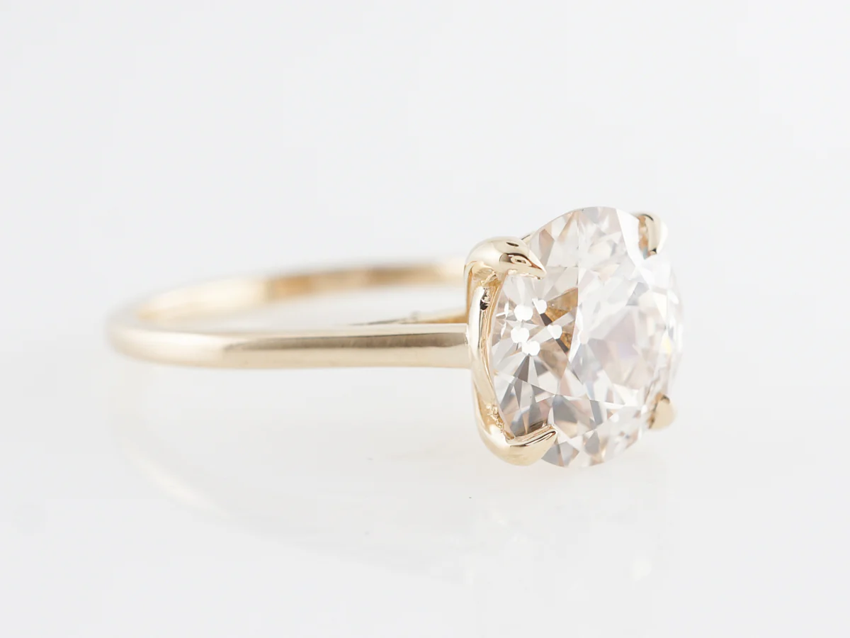 Old European Cut 3.27 Brown Diamond Engagement Ring in 14k Yellow Gold - Image 3