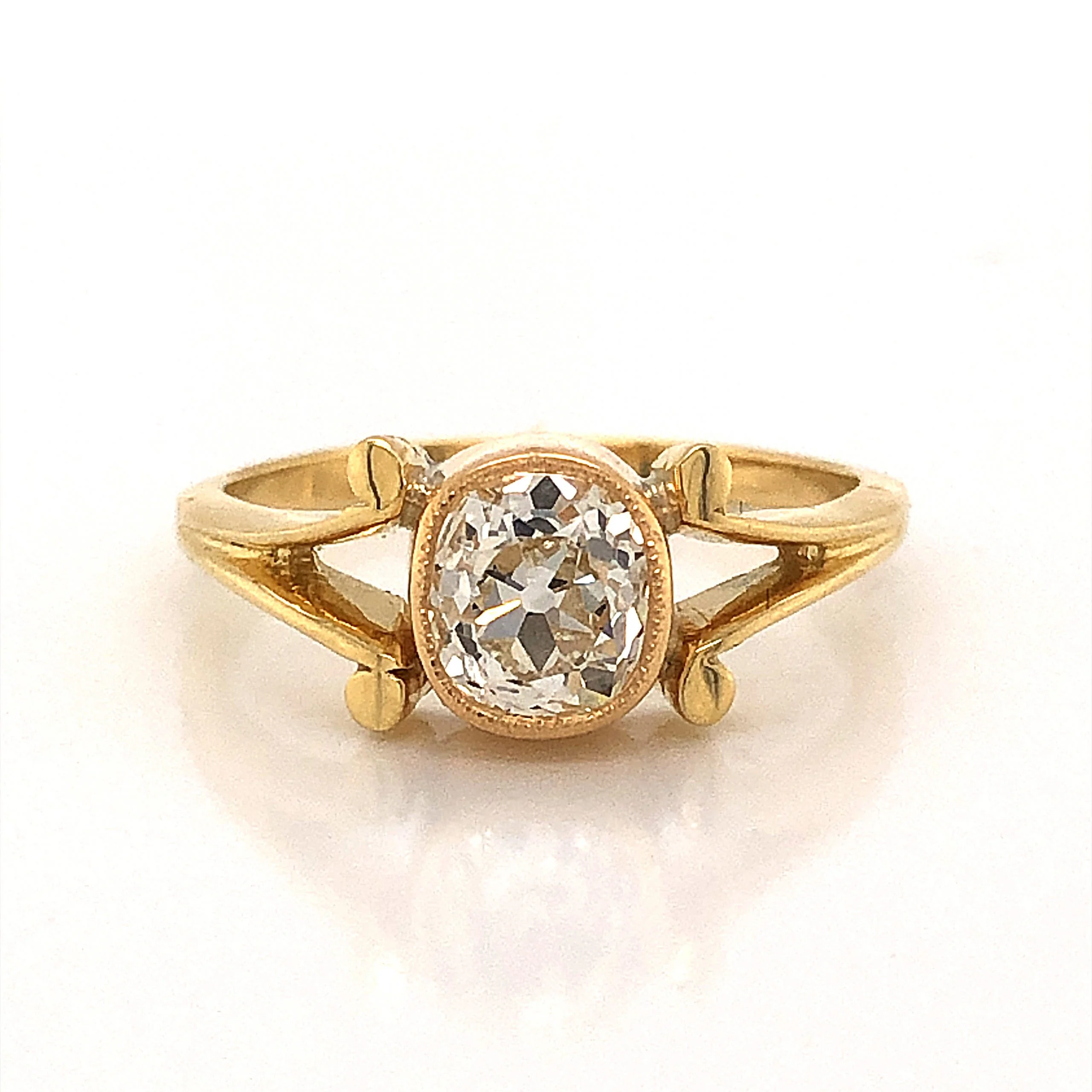 Old European Cut Bezel Set Diamond Engagement Ring in 18k