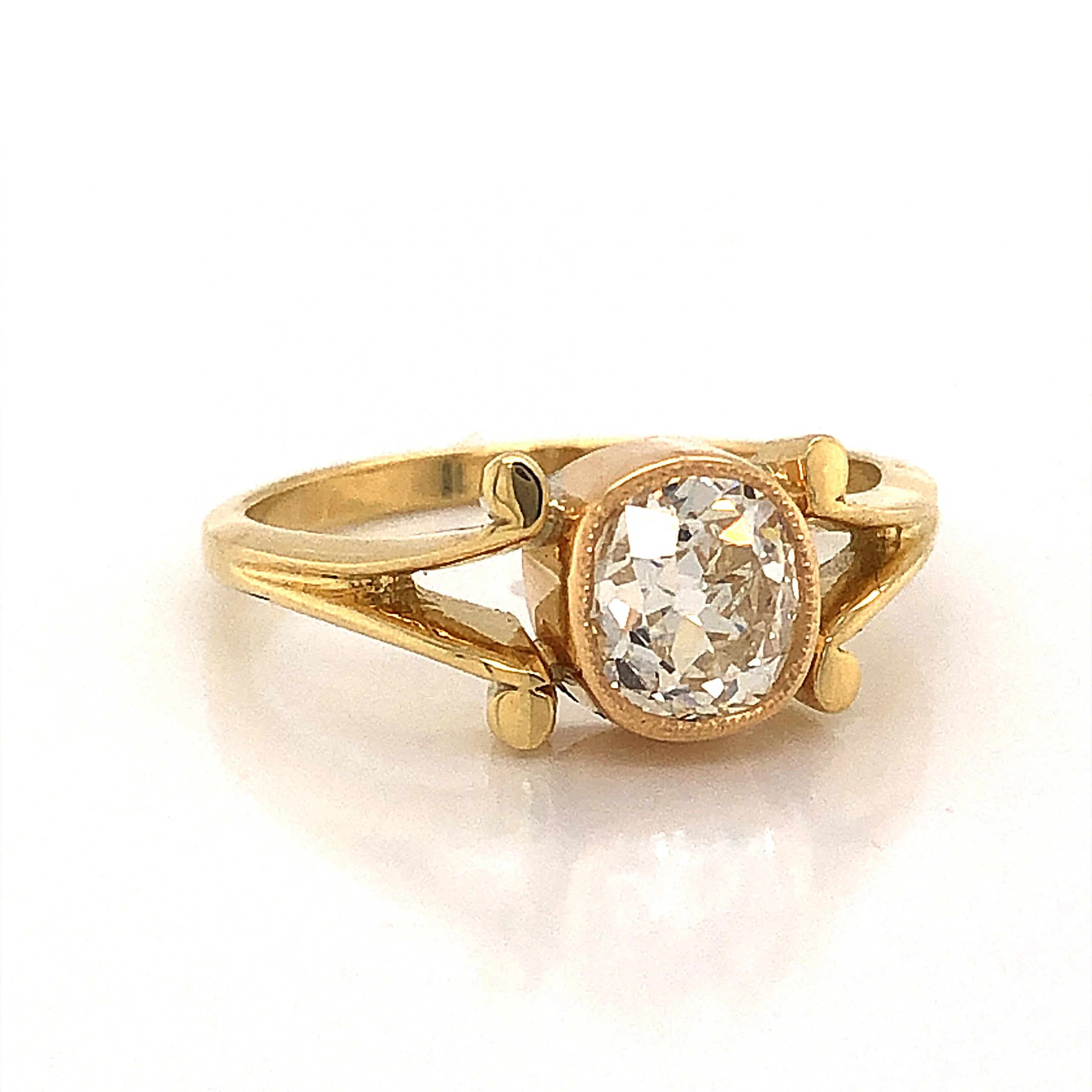Old European Cut Bezel Set Diamond Engagement Ring in 18k - Image 3