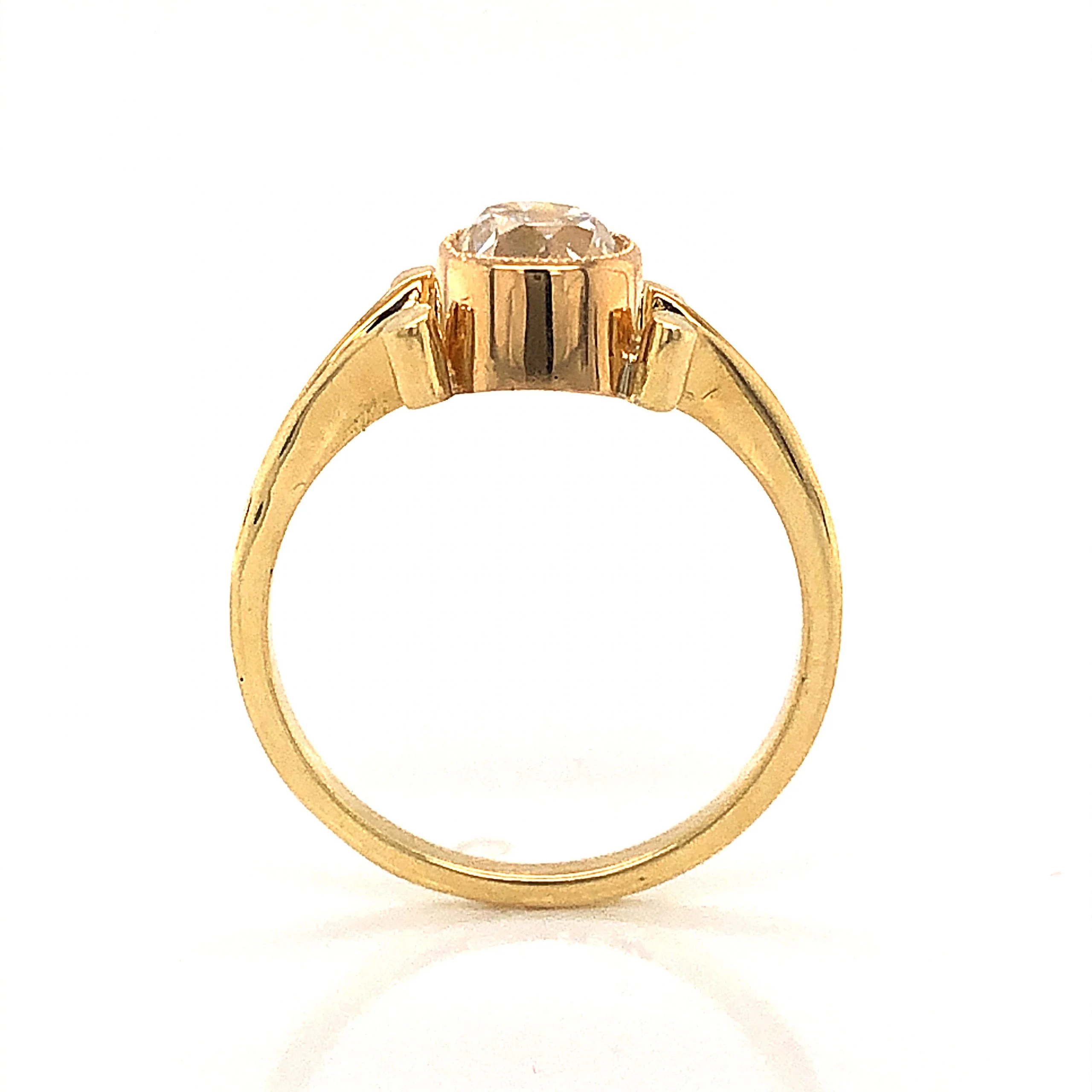 Old European Cut Bezel Set Diamond Engagement Ring in 18k - Image 4