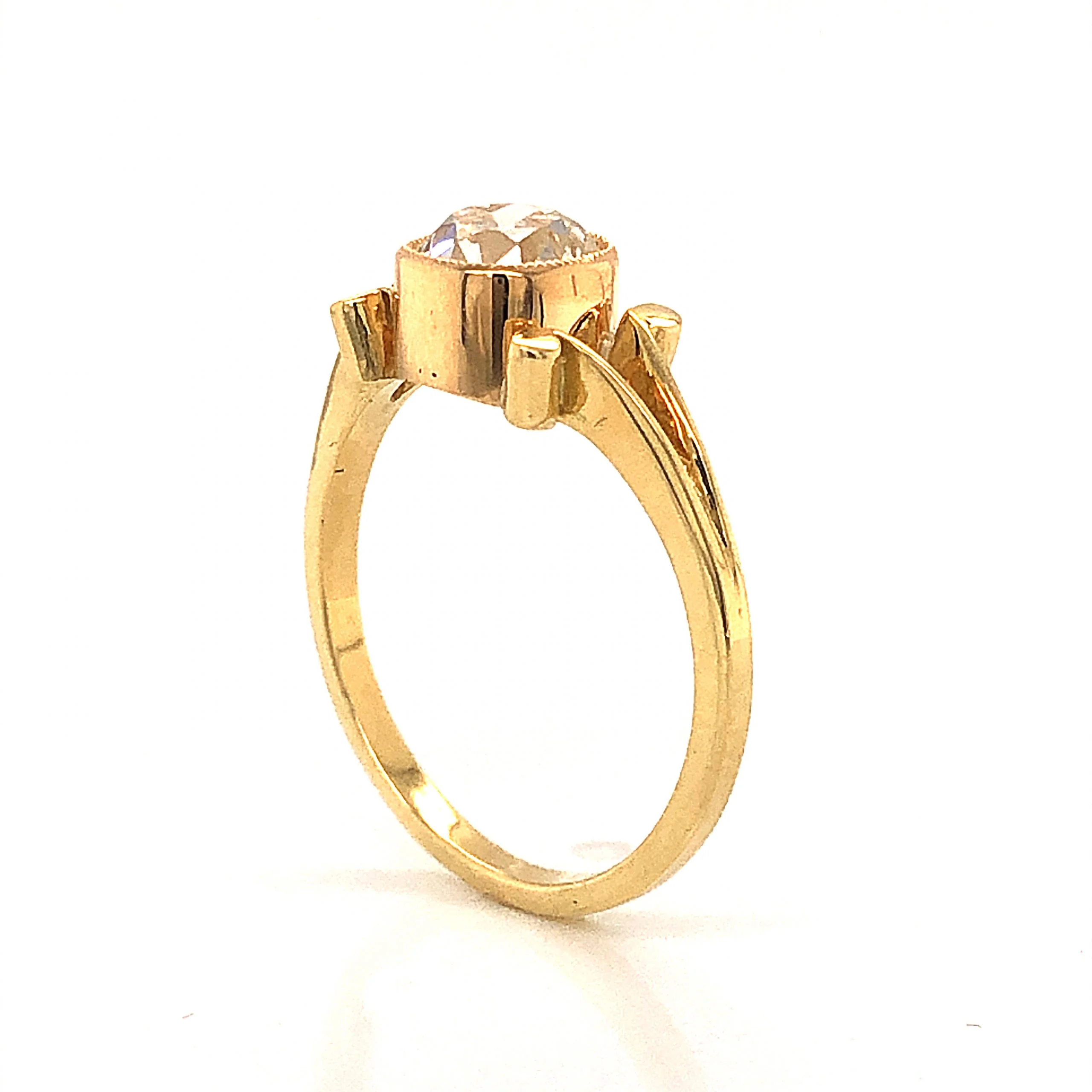 Old European Cut Bezel Set Diamond Engagement Ring in 18k - Image 5