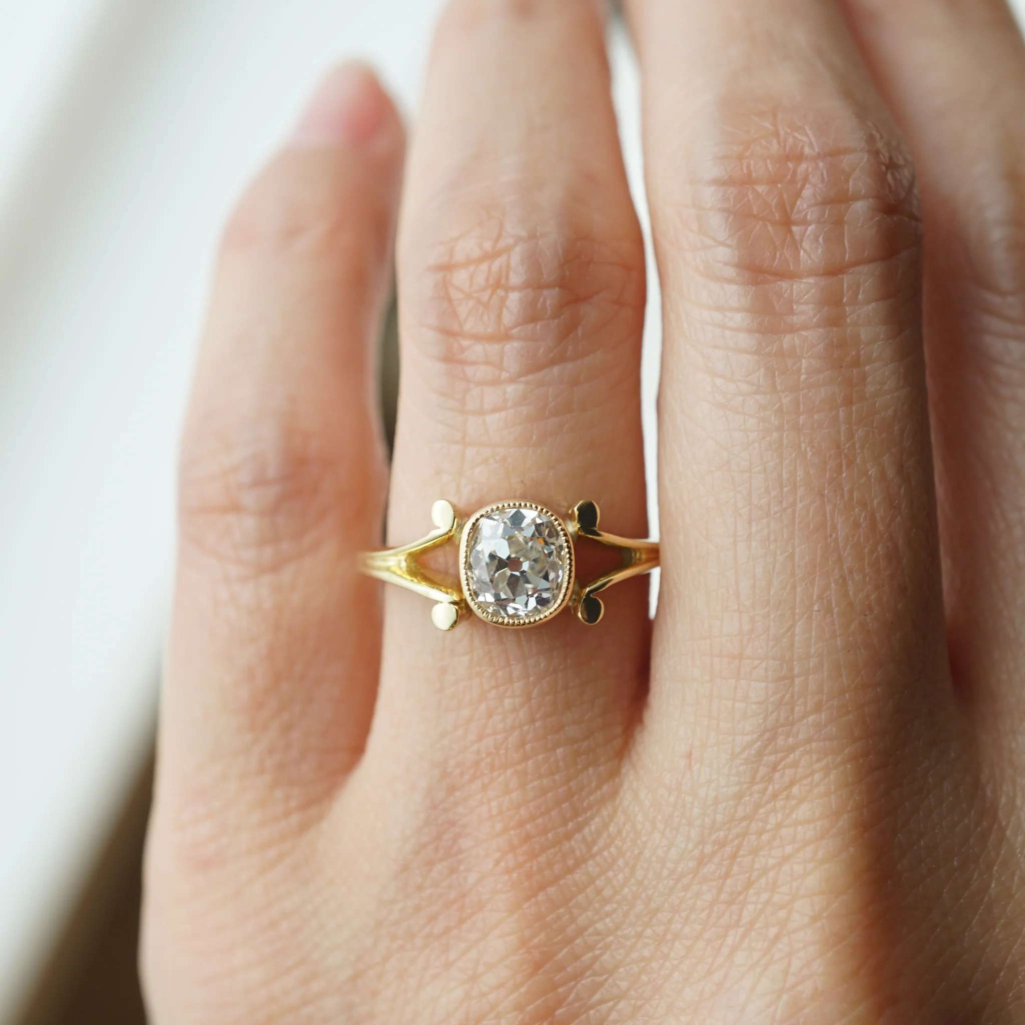Old European Cut Bezel Set Diamond Engagement Ring in 18k - Image 7