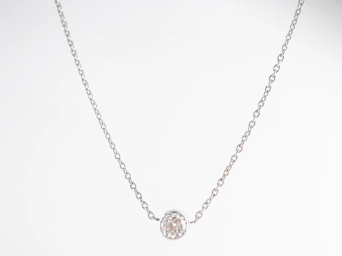 Old European Diamond Bezel Necklace in 14K White Gold - Image 2