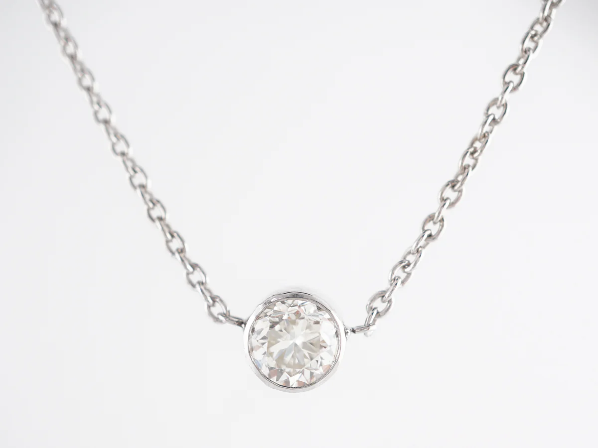 Old European Diamond Bezel Necklace in 14K White Gold - Image 3