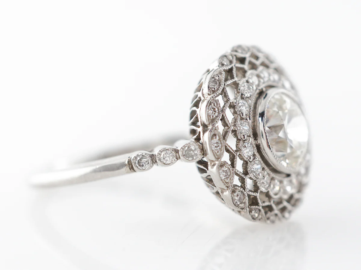 Old European Diamond Engagement Ring Platinum - Image 2