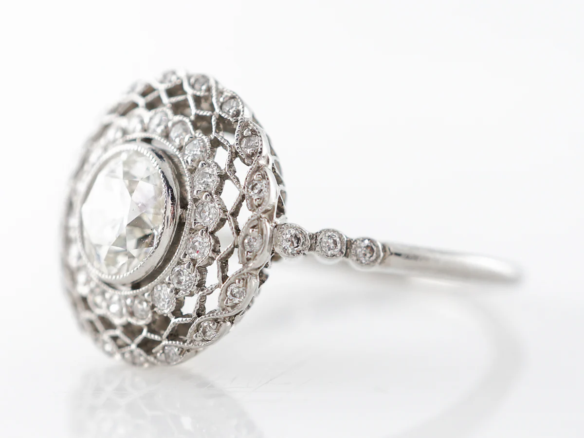 Old European Diamond Engagement Ring Platinum - Image 3