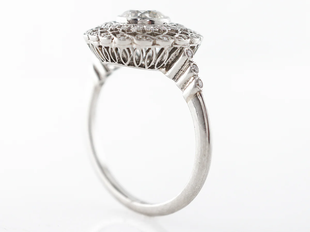 Old European Diamond Engagement Ring Platinum - Image 5
