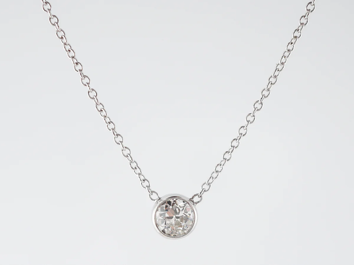 Old European Diamond Necklace in 14k White Gold
