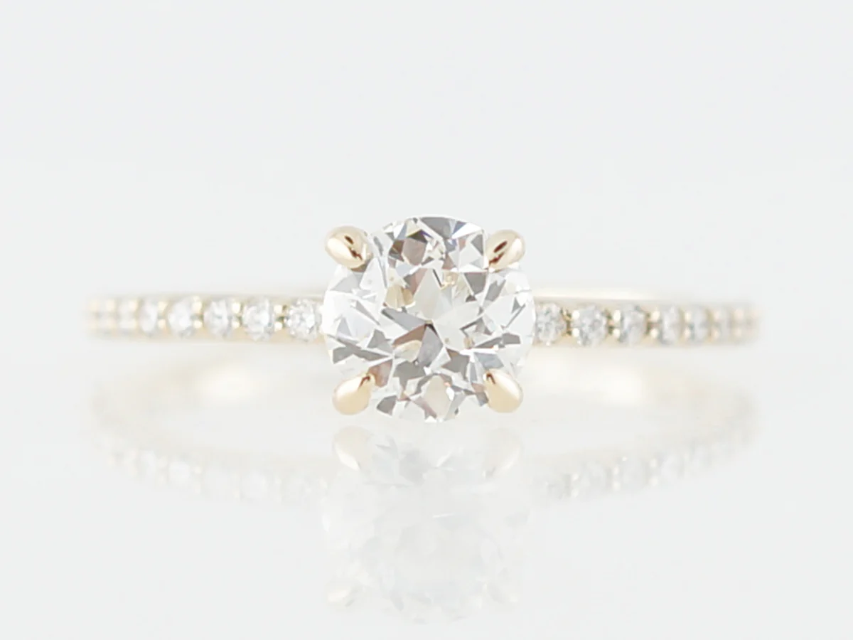 Old European Cut Diamond Solitaire Engagement Ring in Yellow Gold