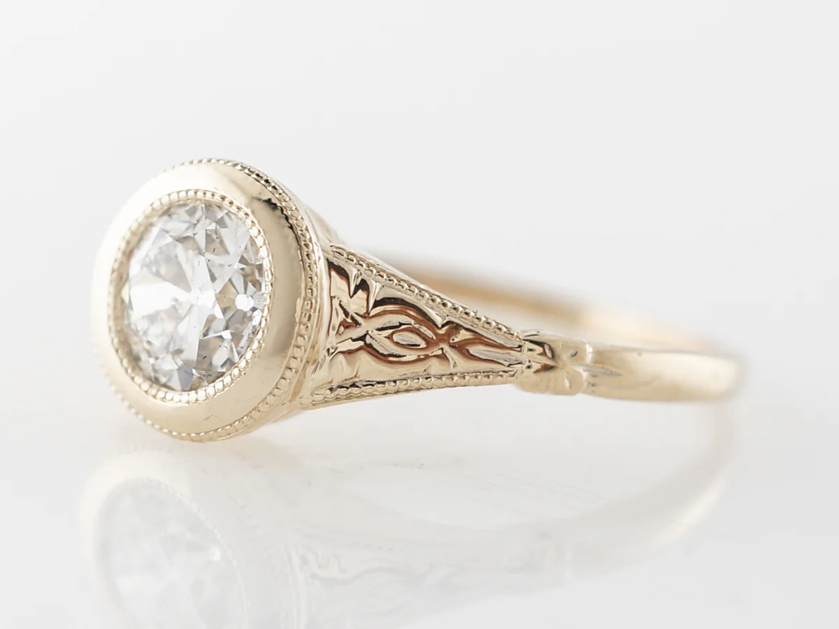 Old European Diamond Solitaire Engagement Ring in Yellow Gold - Image 2