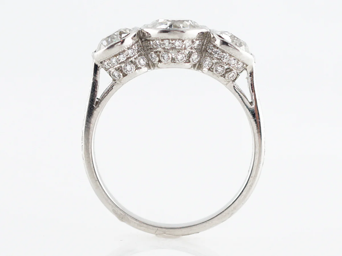 Old European Diamond Three Stone Engagement Ring - Image 4