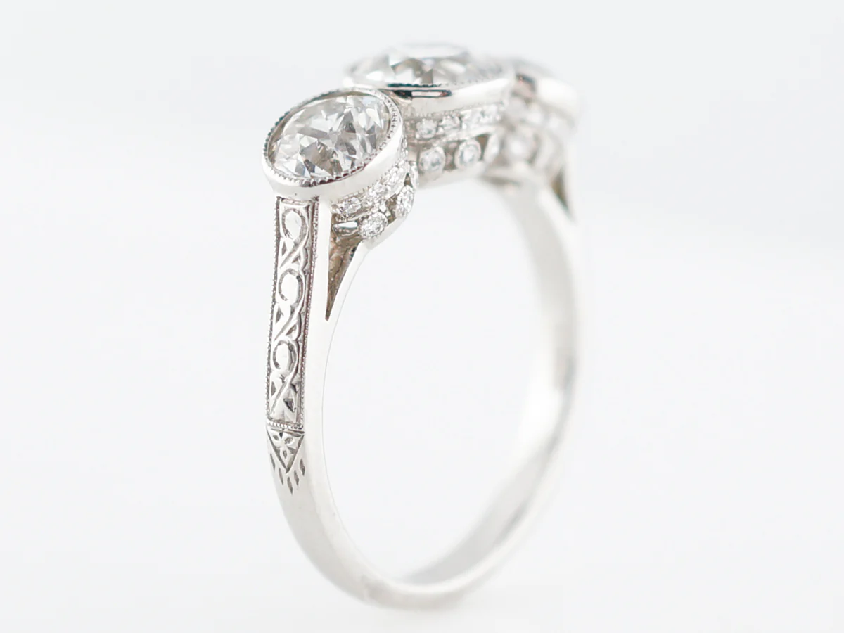 Old European Diamond Three Stone Engagement Ring - Image 5