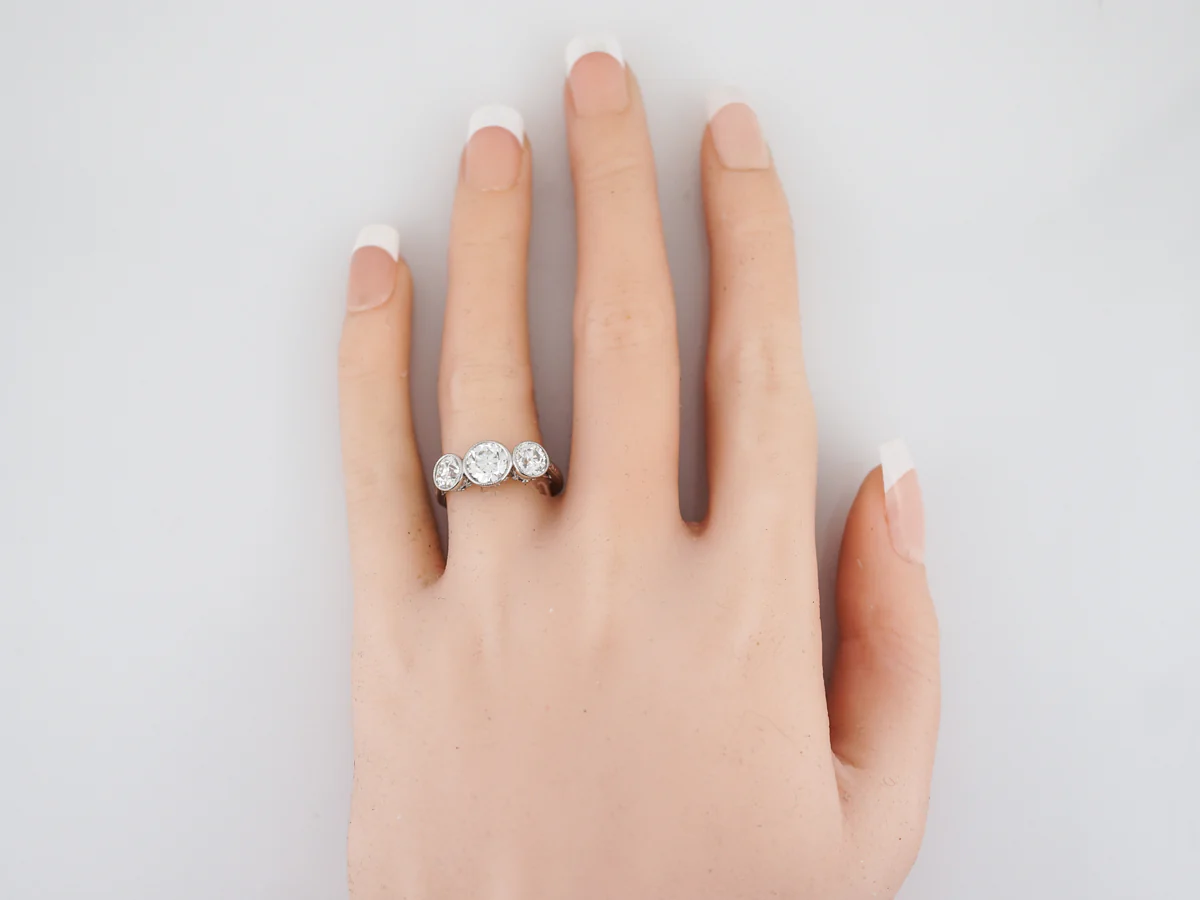 Old European Diamond Three Stone Engagement Ring - Image 6