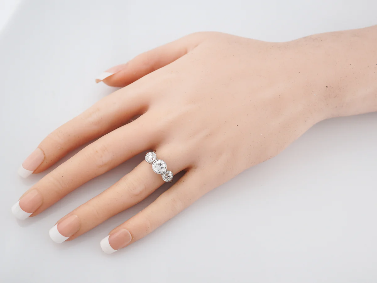 Old European Diamond Three Stone Engagement Ring - Image 7