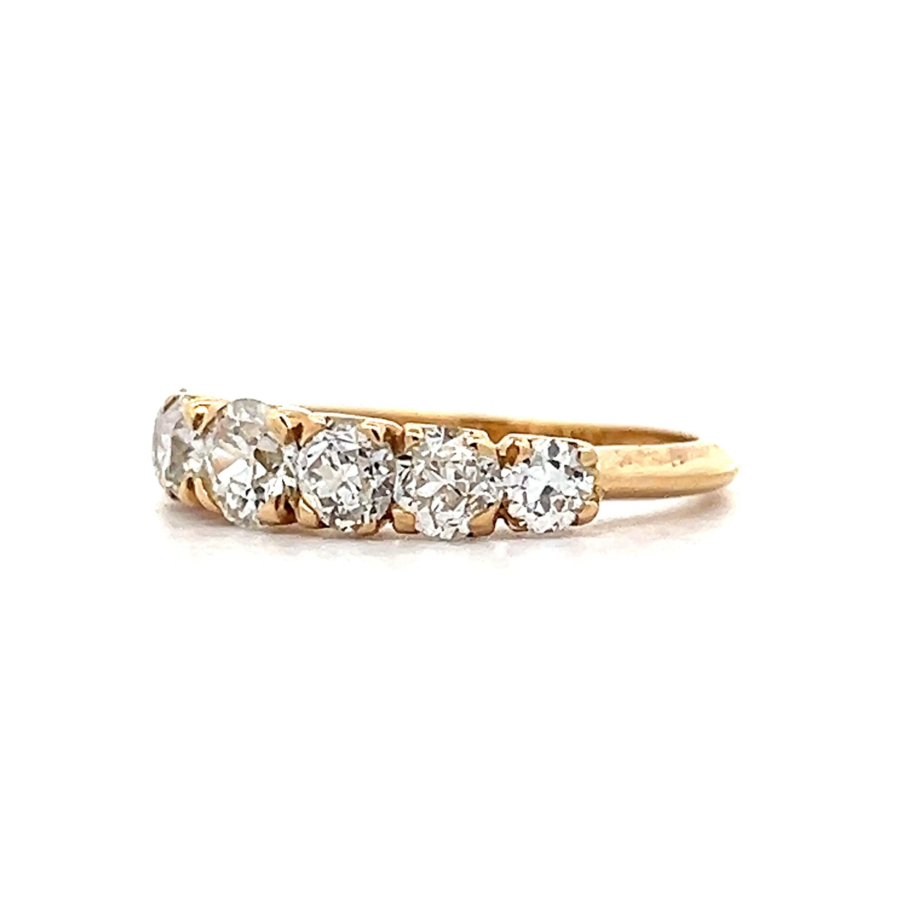 Old European Diamond Wedding Band in 18k Yellow Gold - Image 2