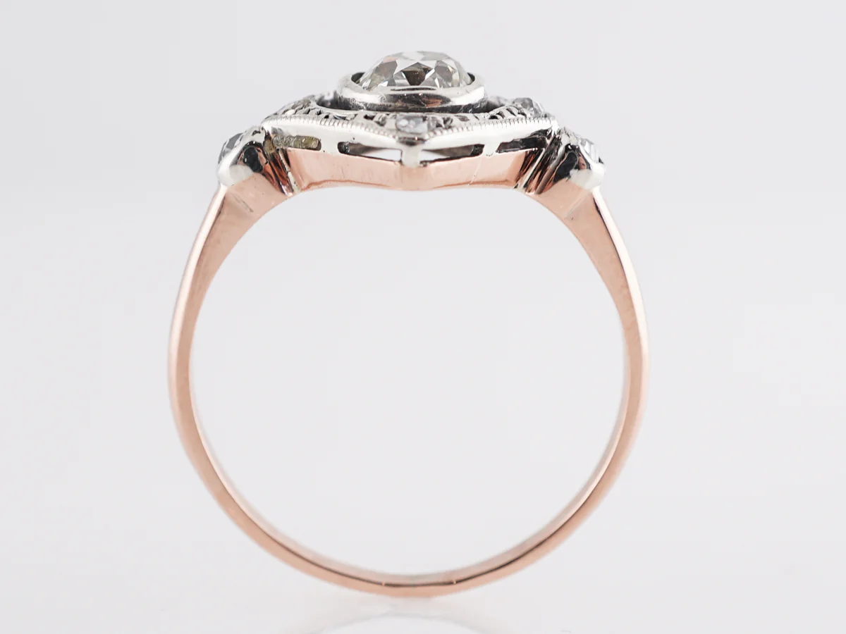 Old Mine Diamond Engagement Ring in 14K Rose Gold and Platinum - Image 4