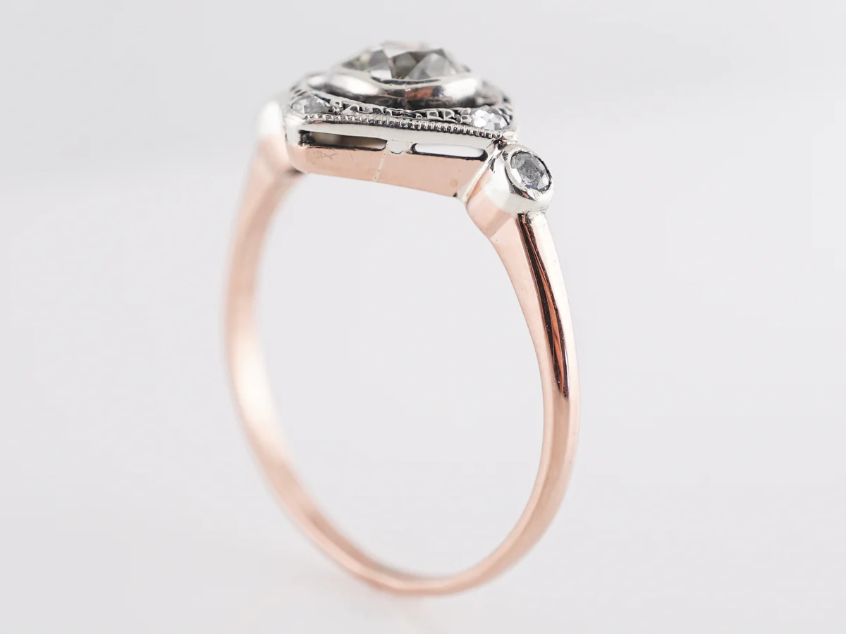 Old Mine Diamond Engagement Ring in 14K Rose Gold and Platinum - Image 5