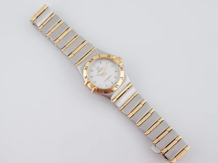 Omega Constellation Ladies 18K Gold Full Bar & Stainless Steel Watch Mother of Pearl Dial - Image 5