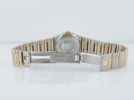 Omega Constellation Ladies 18K Gold Full Bar & Stainless Steel Watch Mother of Pearl Dial - Image 7