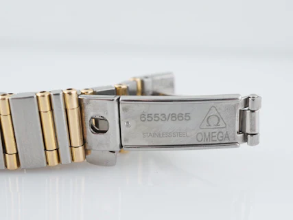 Omega Constellation Ladies 18K Gold Full Bar & Stainless Steel Watch Mother of Pearl Dial - Image 8