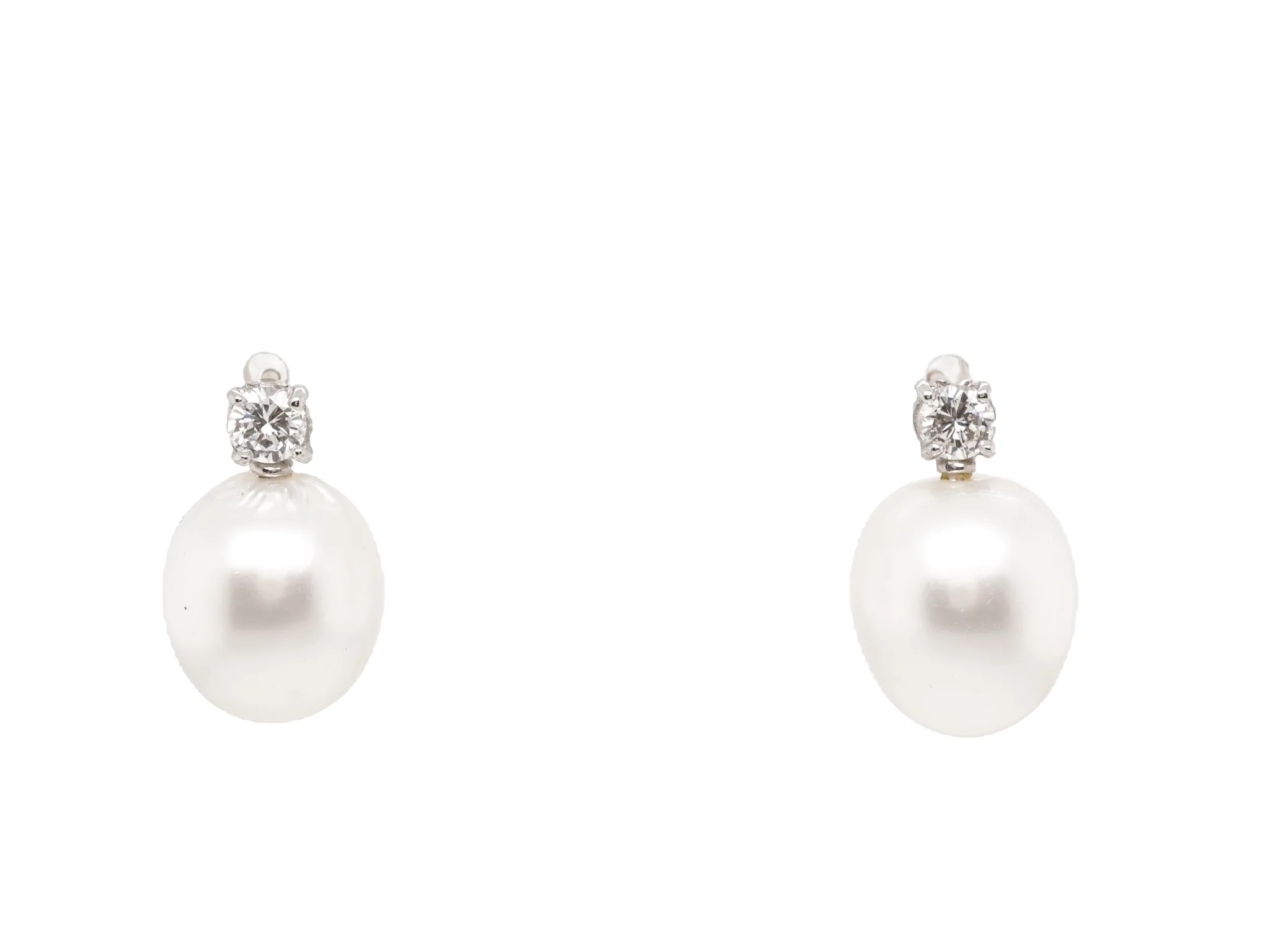 .45 Carat Diamond & Pearl Earrings in Platinum