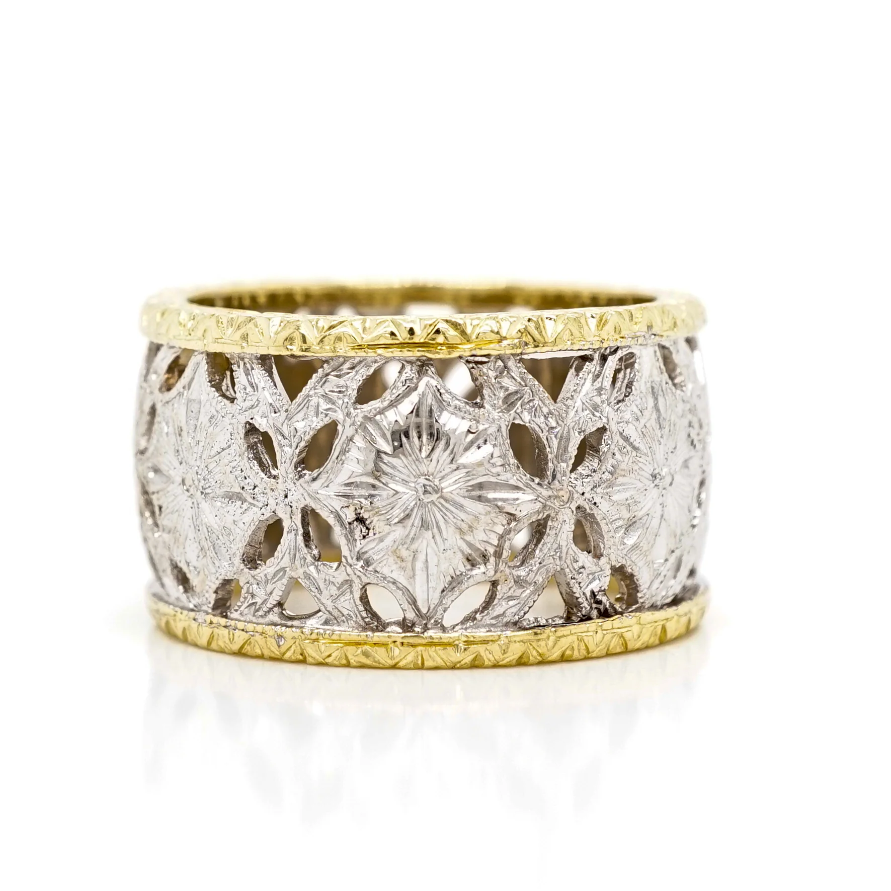Mid-Century Two-Tone Ring in 18k Yellow and White Gold