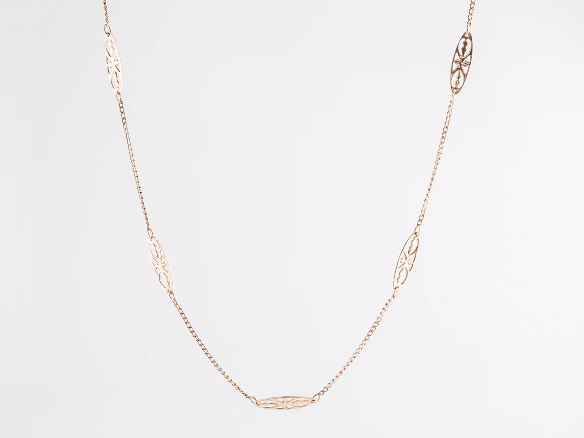 Victorian Chain Link Necklace in 14k Yellow Gold - Image 2